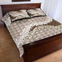 Brown Hawaii Tiare and Shell Lei Quilt Bed Set Hawaiian Palaka Luxury Vibes LT14 - Polynesian Pride