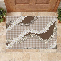 Brown Hawaii Tiare and Shell Lei Rubber Doormat Hawaiian Palaka Luxury Vibes LT14 Brown - Polynesian Pride