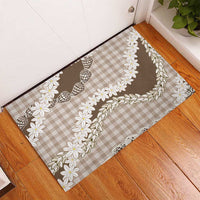 Brown Hawaii Tiare and Shell Lei Rubber Doormat Hawaiian Palaka Luxury Vibes LT14 - Polynesian Pride