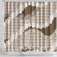 Brown Hawaii Tiare and Shell Lei Shower Curtain Hawaiian Palaka Luxury Vibes - Polynesian Pride