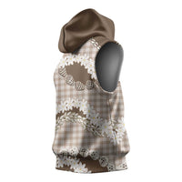 Brown Hawaii Tiare and Shell Lei Sleeveless Hoodie Hawaiian Palaka Luxury Vibes - Polynesian Pride