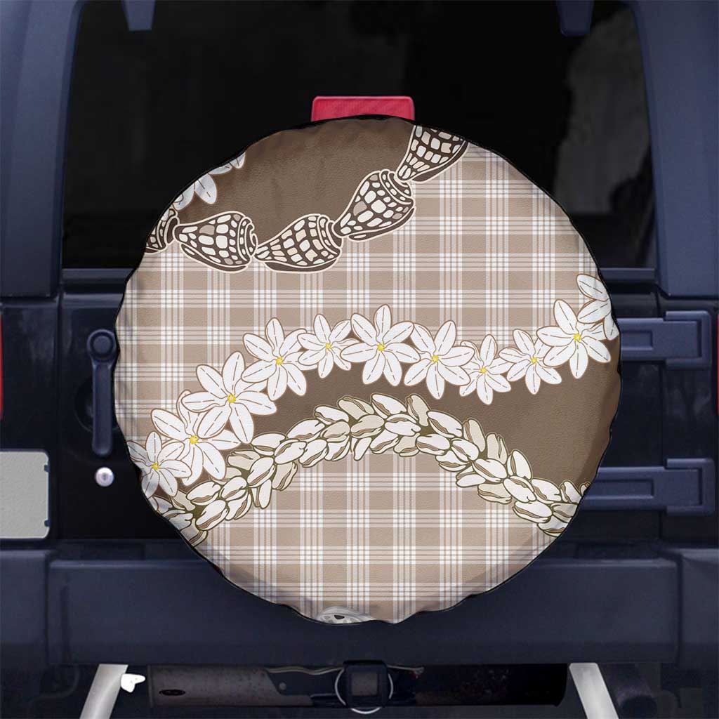 Brown Hawaii Tiare and Shell Lei Spare Tire Cover Hawaiian Palaka Luxury Vibes LT14 No hole Brown - Polynesian Pride