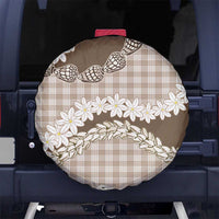 Brown Hawaii Tiare and Shell Lei Spare Tire Cover Hawaiian Palaka Luxury Vibes LT14 No hole Brown - Polynesian Pride