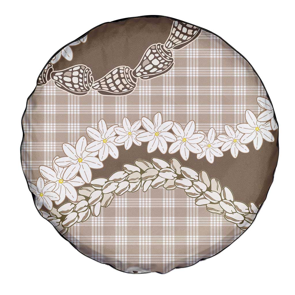 Brown Hawaii Tiare and Shell Lei Spare Tire Cover Hawaiian Palaka Luxury Vibes LT14 - Polynesian Pride