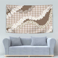 Brown Hawaii Tiare and Shell Lei Tapestry Hawaiian Palaka Luxury Vibes - Polynesian Pride