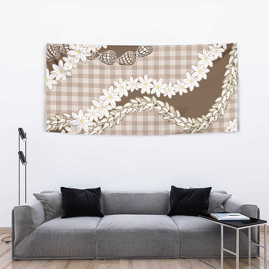 Brown Hawaii Tiare and Shell Lei Tapestry Hawaiian Palaka Luxury Vibes - Polynesian Pride