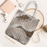 Brown Hawaii Tiare and Shell Lei Tote Bag Hawaiian Palaka Luxury Vibes - Polynesian Pride