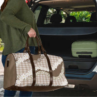 Brown Hawaii Tiare and Shell Lei Travel Bag Hawaiian Palaka Luxury Vibes - Polynesian Pride