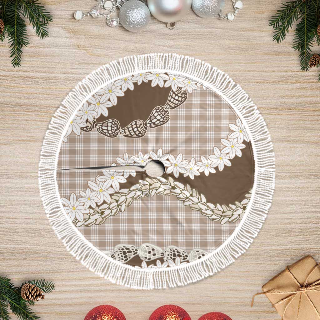 Brown Hawaii Tiare and Shell Lei Tree Skirt Hawaiian Palaka Luxury Vibes - Polynesian Pride