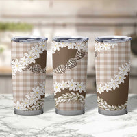 Brown Hawaii Tiare and Shell Lei Tumbler Cup Hawaiian Palaka Luxury Vibes LT14 - Polynesian Pride