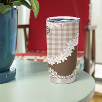 Brown Hawaii Tiare and Shell Lei Tumbler Cup Hawaiian Palaka Luxury Vibes LT14 - Polynesian Pride