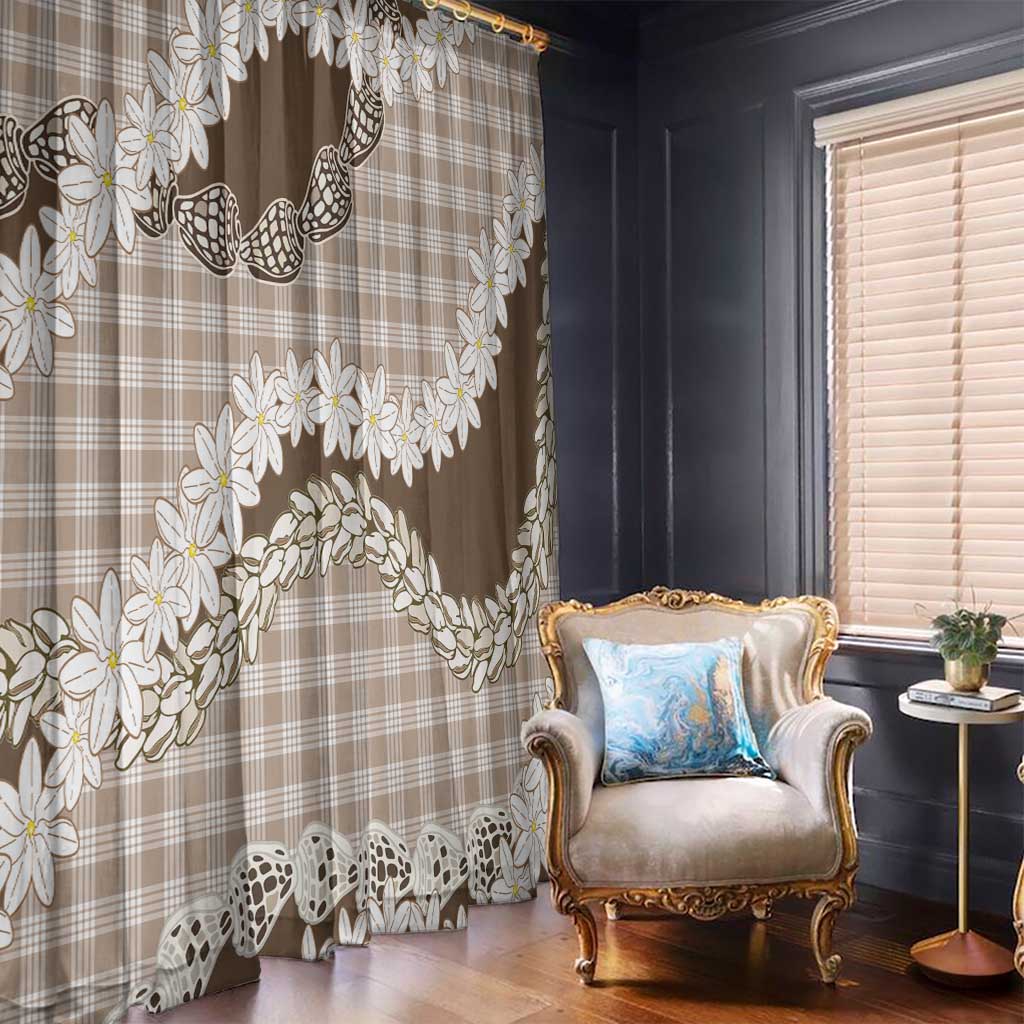 Brown Hawaii Tiare and Shell Lei Window Curtain Hawaiian Palaka Luxury Vibes - Polynesian Pride
