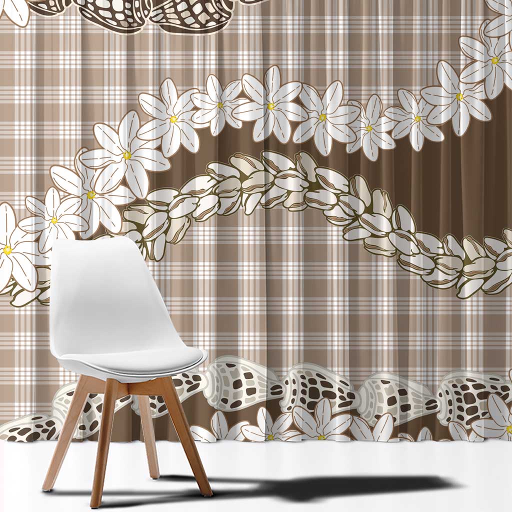 Brown Hawaii Tiare and Shell Lei Window Curtain Hawaiian Palaka Luxury Vibes - Polynesian Pride