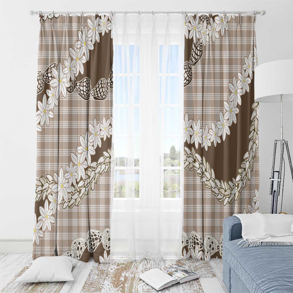 Brown Hawaii Tiare and Shell Lei Window Curtain Hawaiian Palaka Luxury Vibes - Polynesian Pride