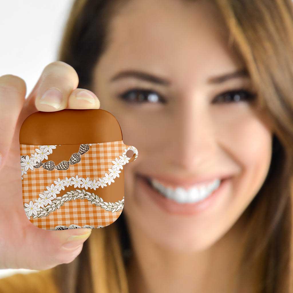 Orange Hawaii Tiare and Shell Lei AirPods Case Hawaiian Palaka Luxury Vibes - Polynesian Pride