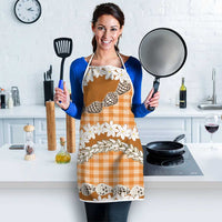 Orange Hawaii Tiare and Shell Lei Apron Hawaiian Palaka Luxury Vibes - Polynesian Pride