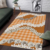 Orange Hawaii Tiare and Shell Lei Area Rug Hawaiian Palaka Luxury Vibes LT14 Orange - Polynesian Pride