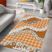 Orange Hawaii Tiare and Shell Lei Area Rug Hawaiian Palaka Luxury Vibes LT14 - Polynesian Pride