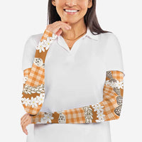 Orange Hawaii Tiare and Shell Lei Arm Sleeves Hawaiian Palaka Luxury Vibes - Polynesian Pride