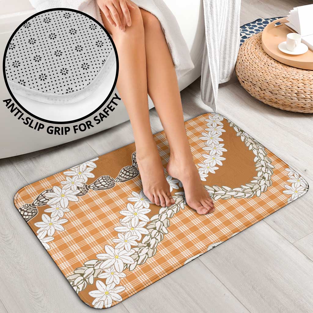 Orange Hawaii Tiare and Shell Lei Bathroom Set Hawaiian Palaka Luxury Vibes - Polynesian Pride