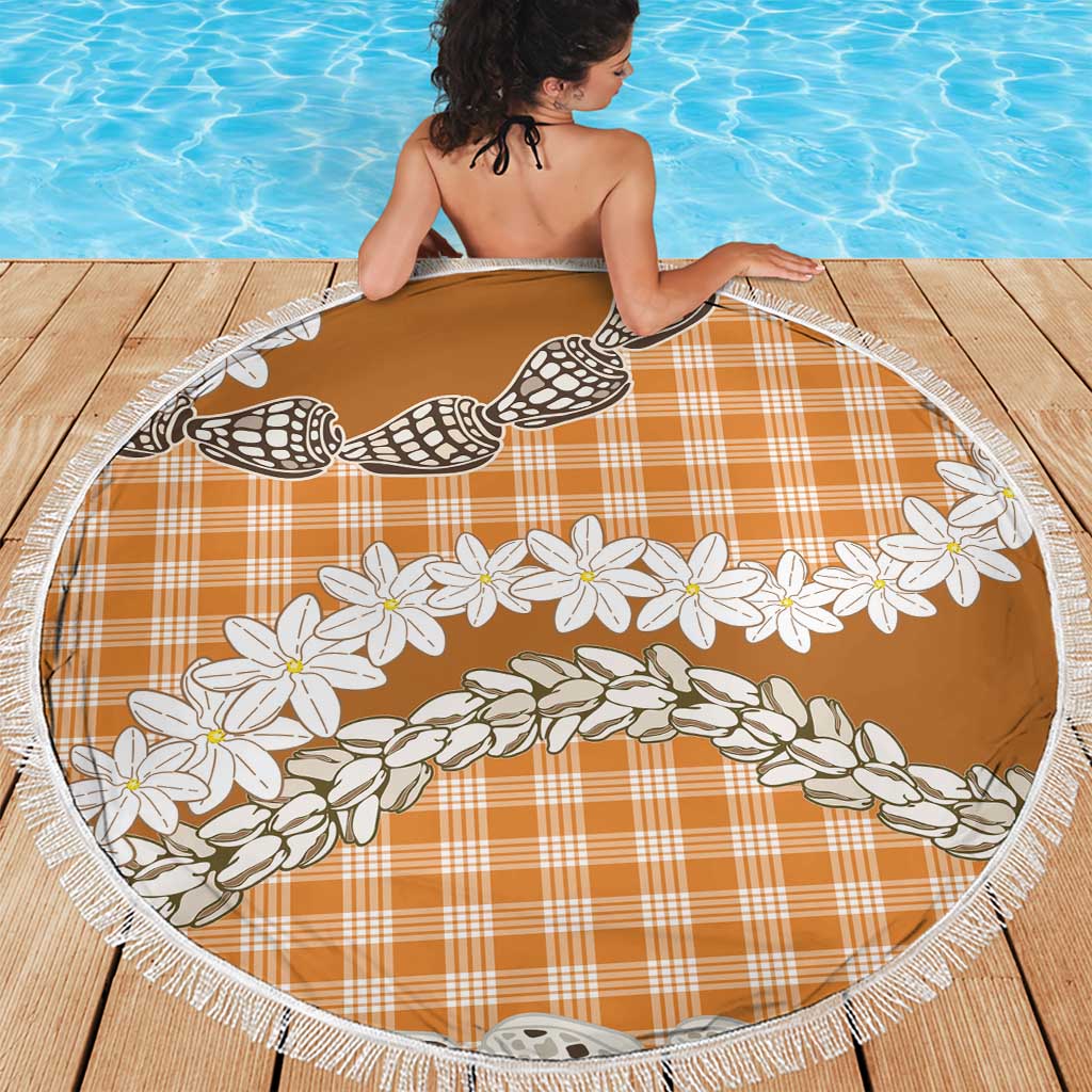 Orange Hawaii Tiare and Shell Lei Beach Blanket Hawaiian Palaka Luxury Vibes LT14 - Polynesian Pride