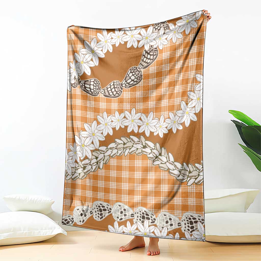 Orange Hawaii Tiare and Shell Lei Blanket Hawaiian Palaka Luxury Vibes - Polynesian Pride