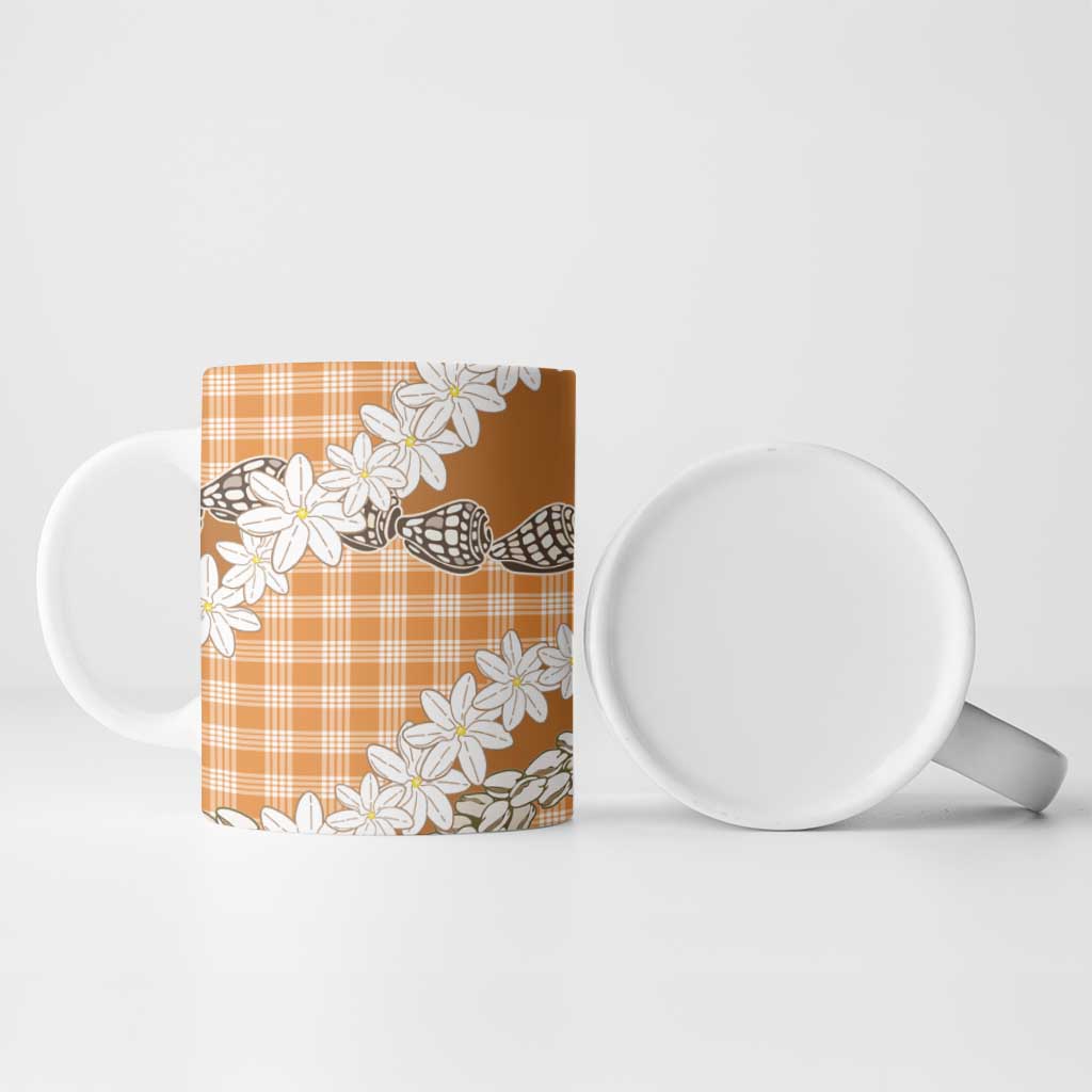 Orange Hawaii Tiare and Shell Lei Ceramic Mug Hawaiian Palaka Luxury Vibes - Polynesian Pride