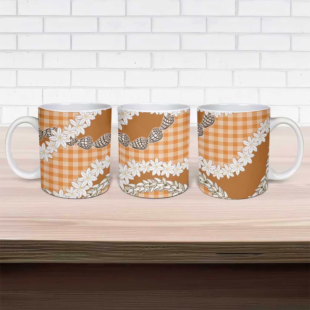 Orange Hawaii Tiare and Shell Lei Ceramic Mug Hawaiian Palaka Luxury Vibes - Polynesian Pride