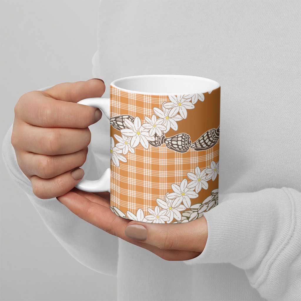 Orange Hawaii Tiare and Shell Lei Ceramic Mug Hawaiian Palaka Luxury Vibes - Polynesian Pride