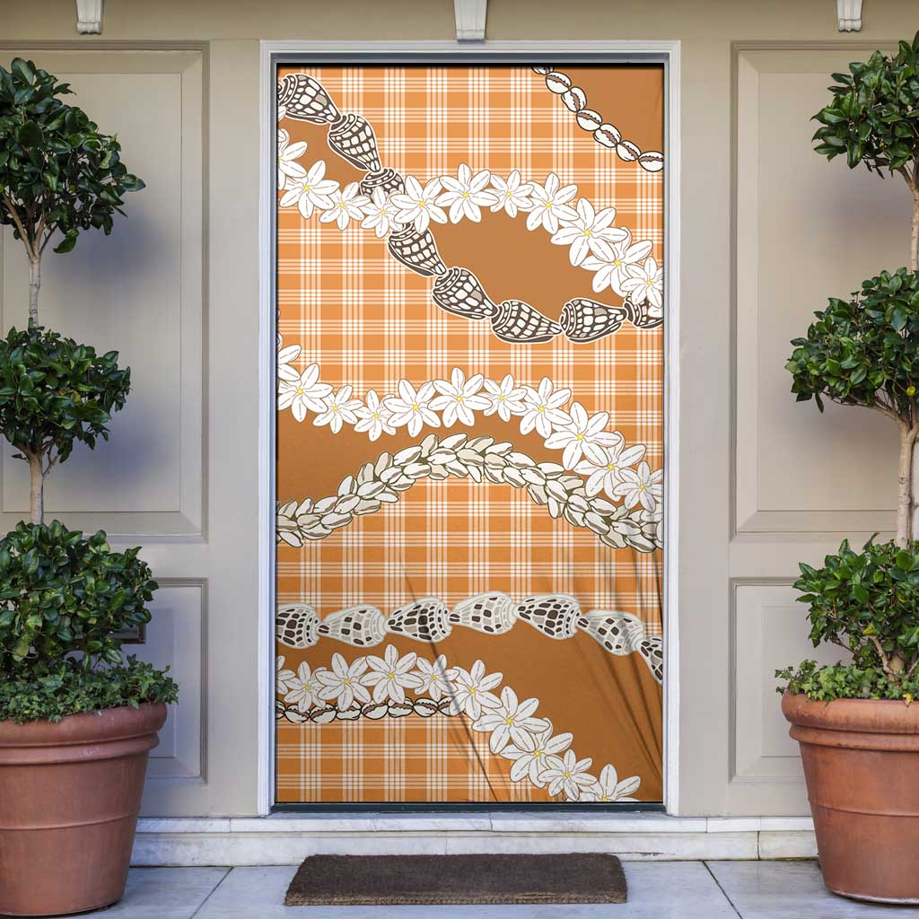 Orange Hawaii Tiare and Shell Lei Door Cover Hawaiian Palaka Luxury Vibes - Polynesian Pride