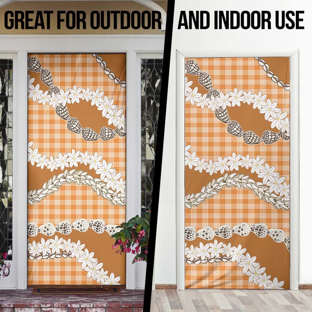 Orange Hawaii Tiare and Shell Lei Door Cover Hawaiian Palaka Luxury Vibes - Polynesian Pride