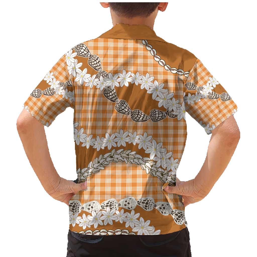 Orange Hawaii Tiare and Shell Lei Family Matching Mermaid Dress and Hawaiian Shirt Hawaiian Palaka Luxury Vibes - Polynesian Pride