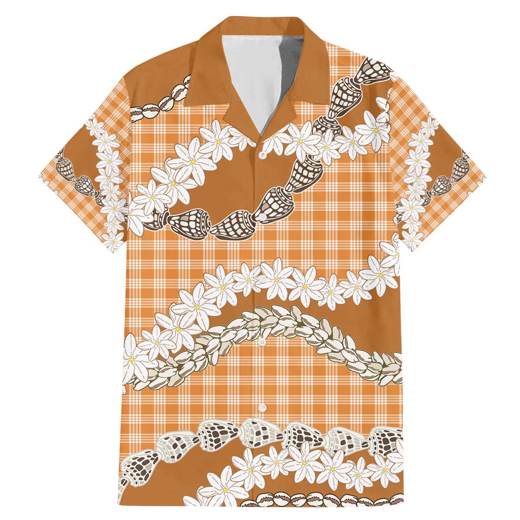 Orange Hawaii Tiare and Shell Lei Family Matching Mermaid Dress and Hawaiian Shirt Hawaiian Palaka Luxury Vibes - Polynesian Pride