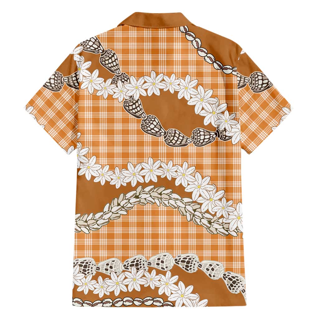 Orange Hawaii Tiare and Shell Lei Family Matching Puletasi and Hawaiian Shirt Hawaiian Palaka Luxury Vibes LT14 - Polynesian Pride