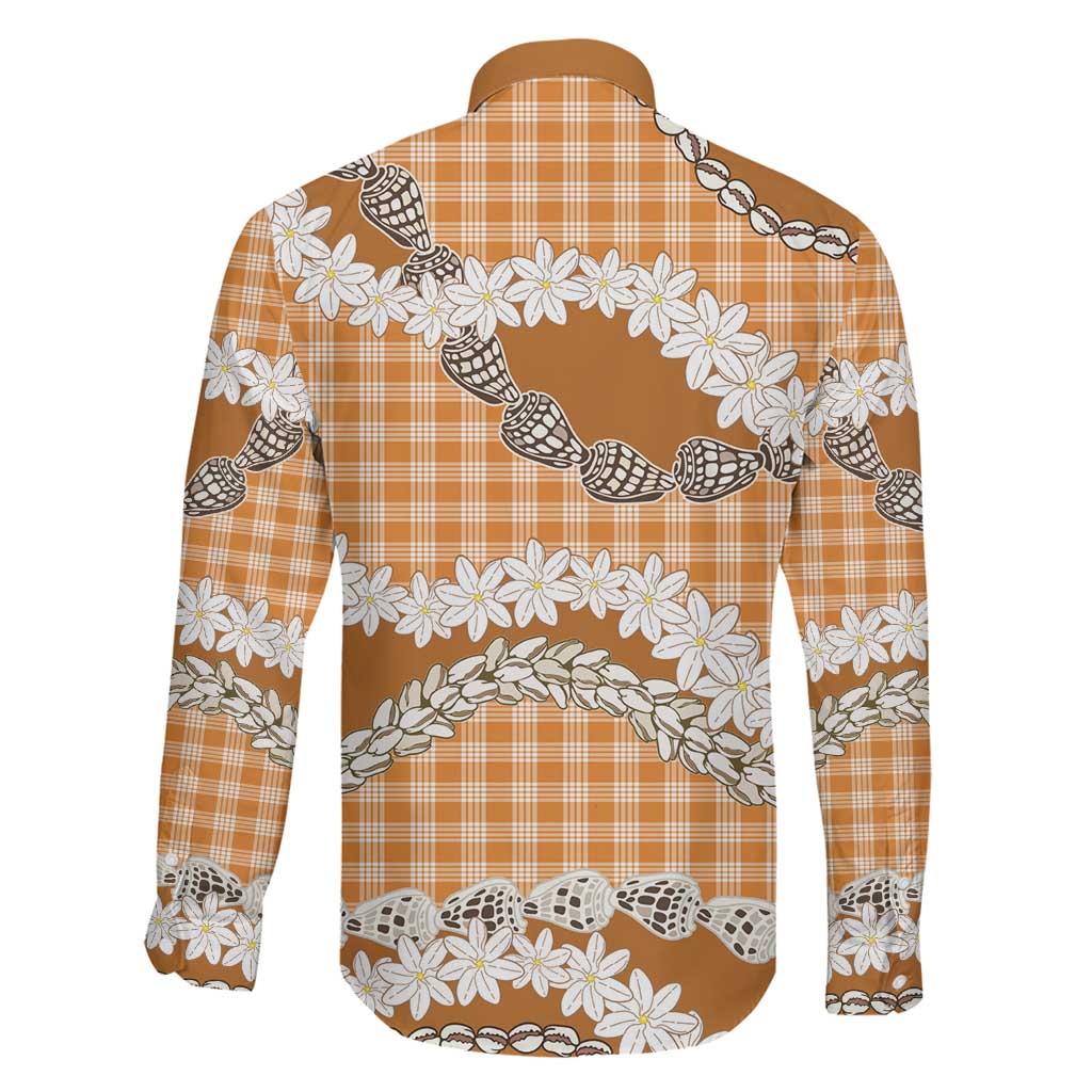 Orange Hawaii Tiare and Shell Lei Family Matching Puletasi and Hawaiian Shirt Hawaiian Palaka Luxury Vibes LT14 - Polynesian Pride