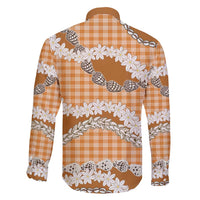 Orange Hawaii Tiare and Shell Lei Family Matching Short Sleeve Bodycon Dress and Hawaiian Shirt Hawaiian Palaka Luxury Vibes - Polynesian Pride