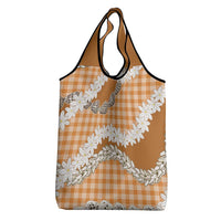 Orange Hawaii Tiare and Shell Lei Grocery Bag Hawaiian Palaka Luxury Vibes - Polynesian Pride