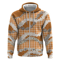 Orange Hawaii Tiare and Shell Lei Hoodie Hawaiian Palaka Luxury Vibes - Polynesian Pride