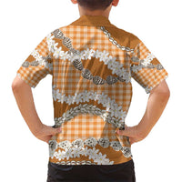Orange Hawaii Tiare and Shell Lei Kid Hawaiian Shirt Hawaiian Palaka Luxury Vibes - Polynesian Pride