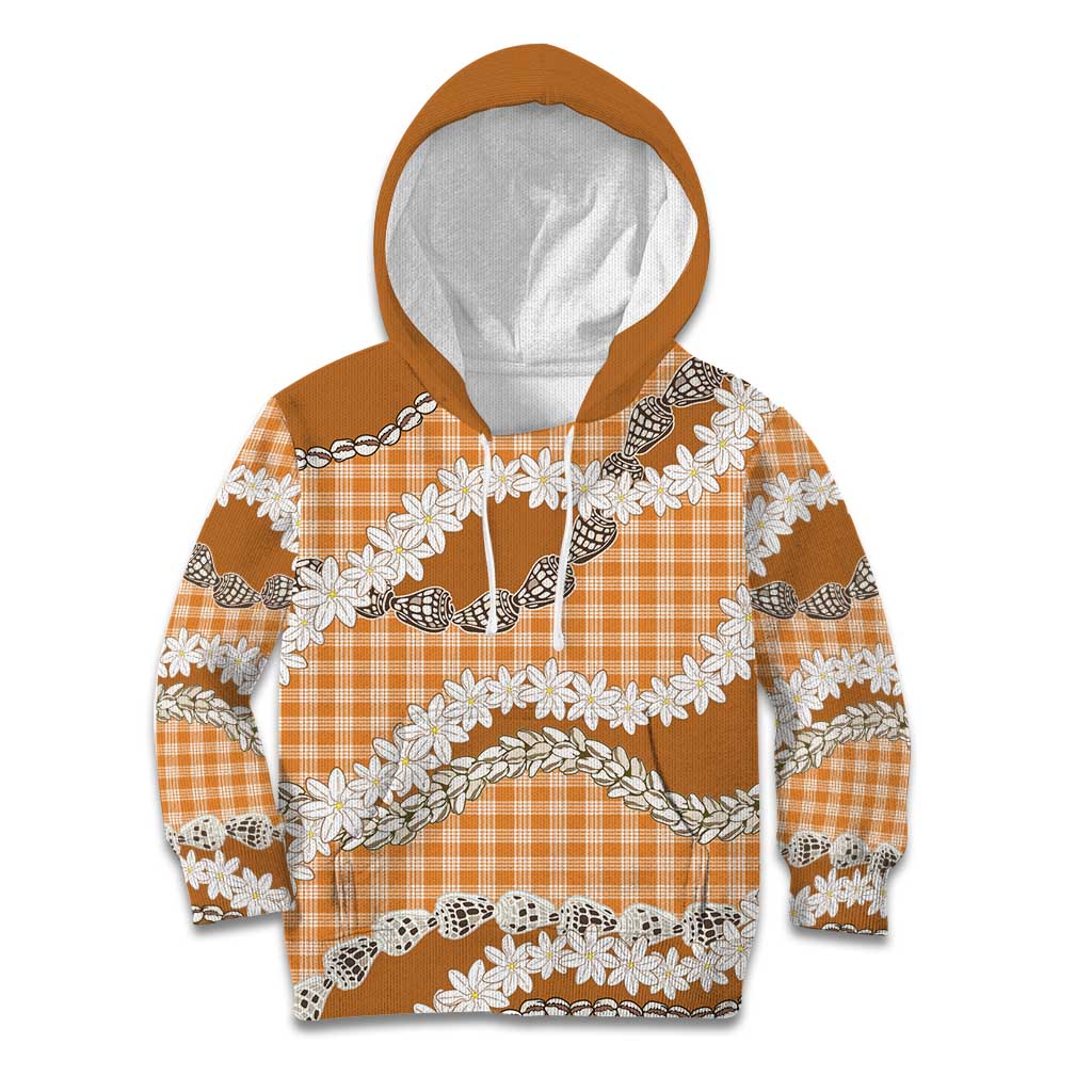Orange Hawaii Tiare and Shell Lei Kid Hoodie Hawaiian Palaka Luxury Vibes LT14 Hoodie Orange - Polynesian Pride