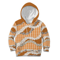 Orange Hawaii Tiare and Shell Lei Kid Hoodie Hawaiian Palaka Luxury Vibes - Polynesian Pride