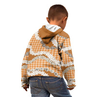 Orange Hawaii Tiare and Shell Lei Kid Hoodie Hawaiian Palaka Luxury Vibes - Polynesian Pride