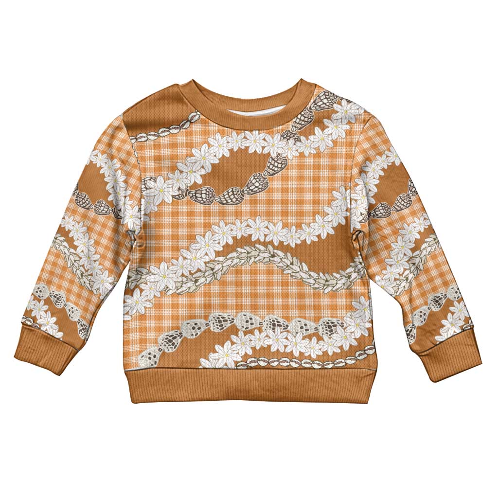 Orange Hawaii Tiare and Shell Lei Kid Ugly Christmas Sweater Hawaiian Palaka Luxury Vibes - Polynesian Pride
