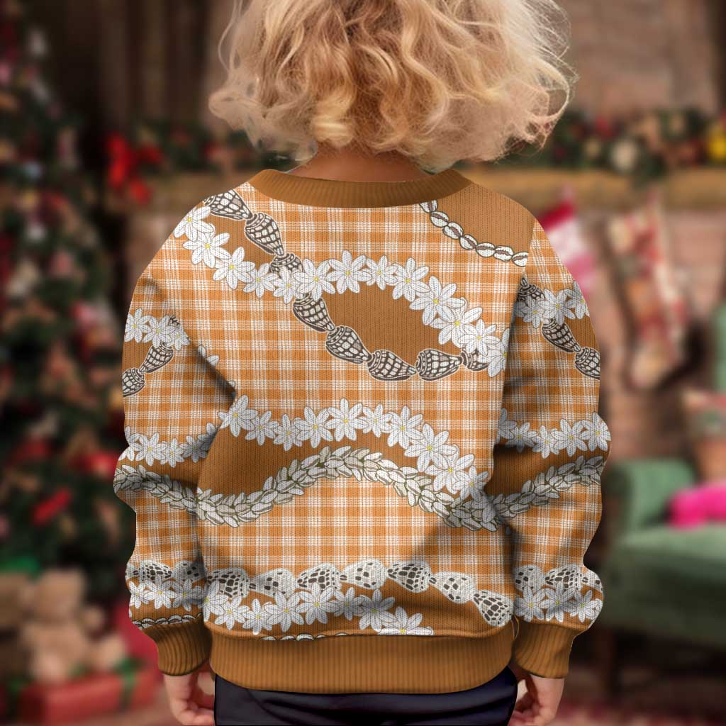 Orange Hawaii Tiare and Shell Lei Kid Ugly Christmas Sweater Hawaiian Palaka Luxury Vibes - Polynesian Pride