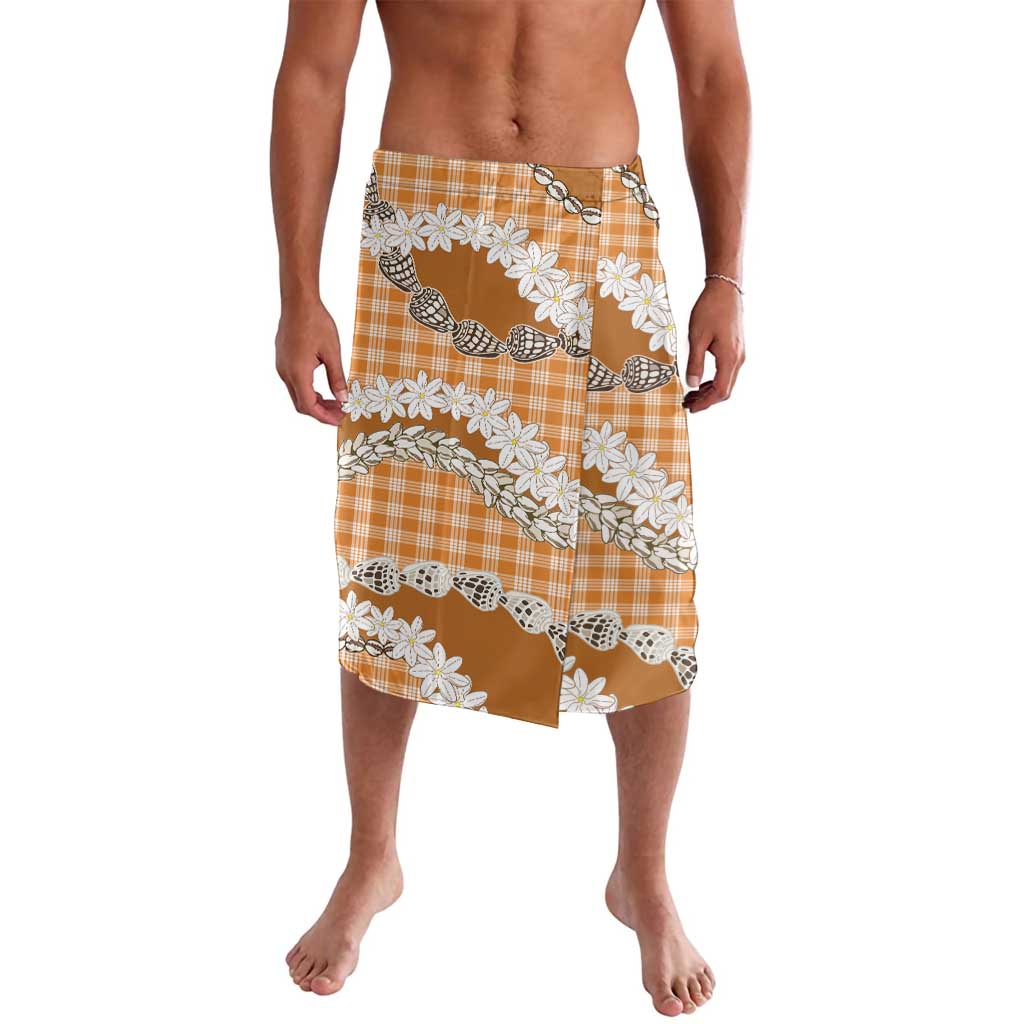 Orange Hawaii Tiare and Shell Lei Lavalava Hawaiian Palaka Luxury Vibes - Polynesian Pride