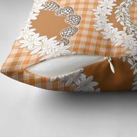 Orange Hawaii Tiare and Shell Lei Pillow Cover Hawaiian Palaka Luxury Vibes - Polynesian Pride