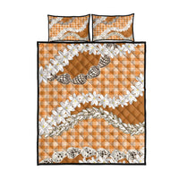 Orange Hawaii Tiare and Shell Lei Quilt Bed Set Hawaiian Palaka Luxury Vibes LT14 - Polynesian Pride