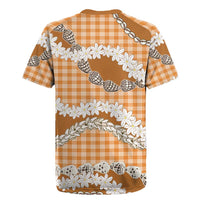 Orange Hawaii Tiare and Shell Lei Rugby Jersey Hawaiian Palaka Luxury Vibes - Polynesian Pride