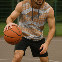 Orange Hawaii Tiare and Shell Lei Sleeveless Hoodie Hawaiian Palaka Luxury Vibes - Polynesian Pride