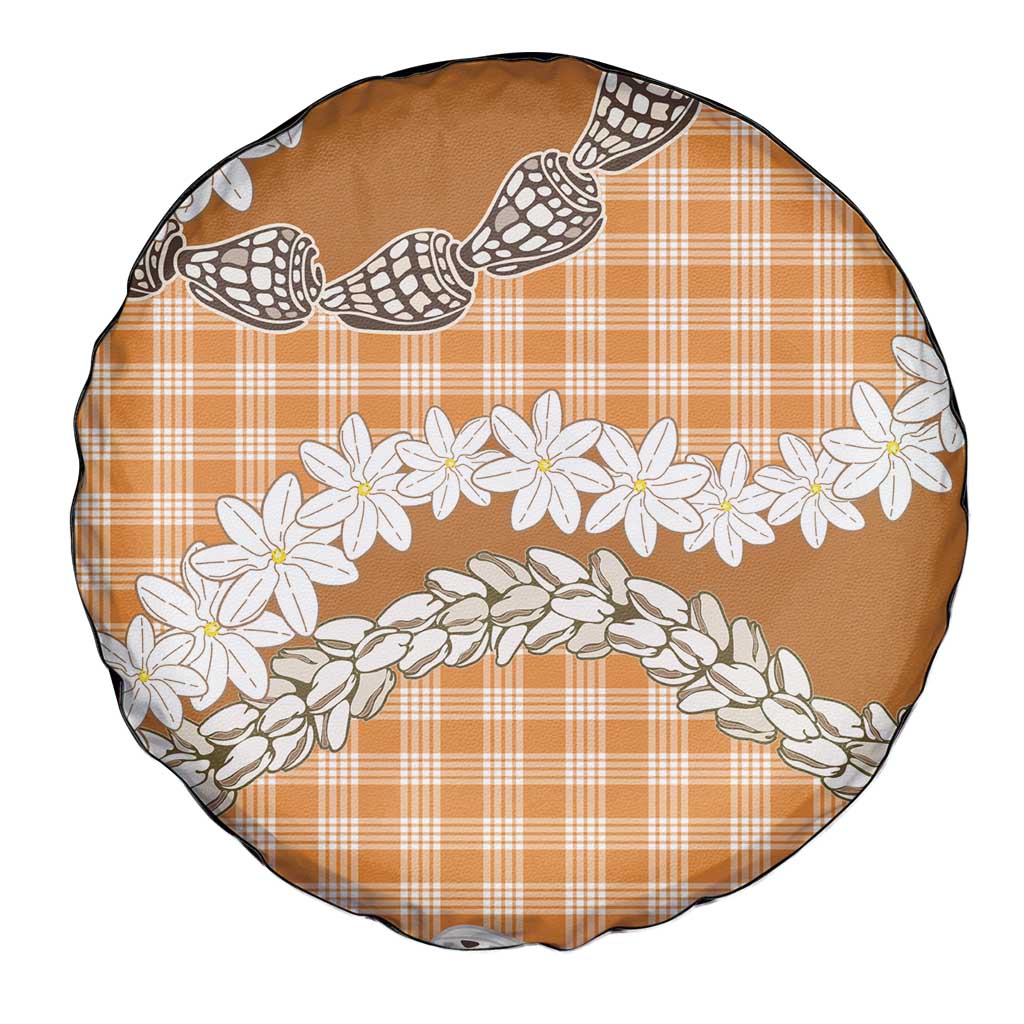 Orange Hawaii Tiare and Shell Lei Spare Tire Cover Hawaiian Palaka Luxury Vibes LT14 - Polynesian Pride